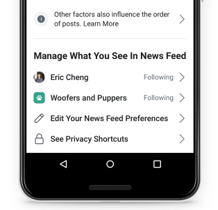 Facebook News Feed controls