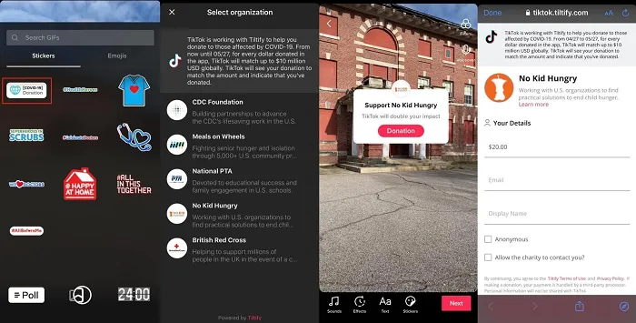 TikTok donations