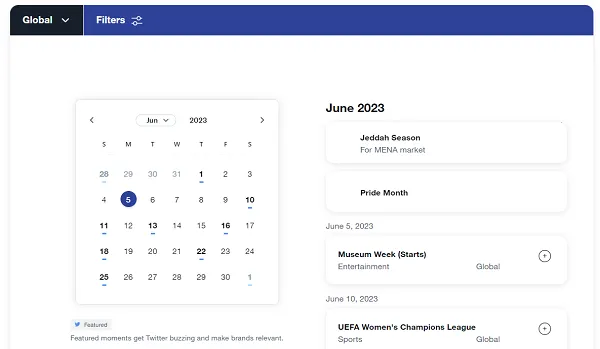 Twitter events calendar