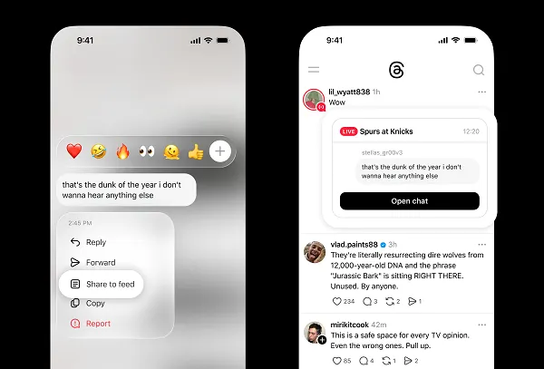 Threads live chat updates