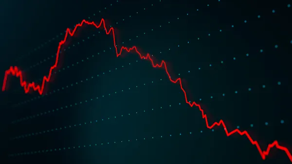 A falling line on a stock chart.