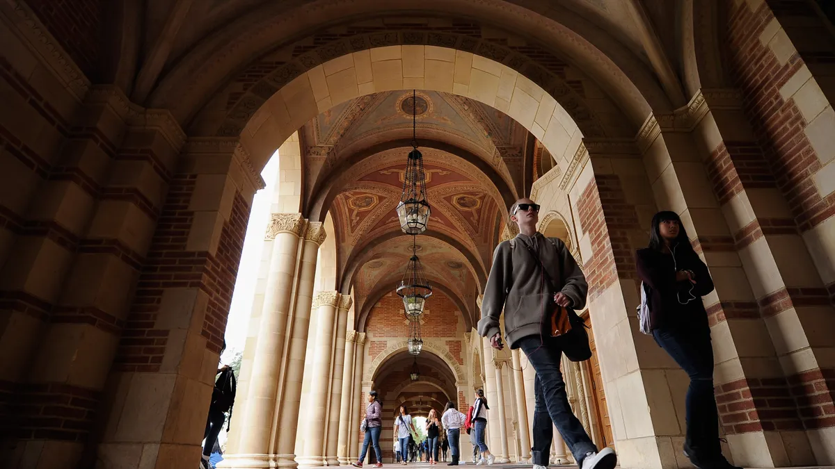 A student walks through UCLA.