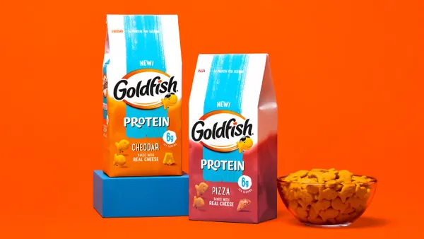 Bags of Goldfish Protein crackers