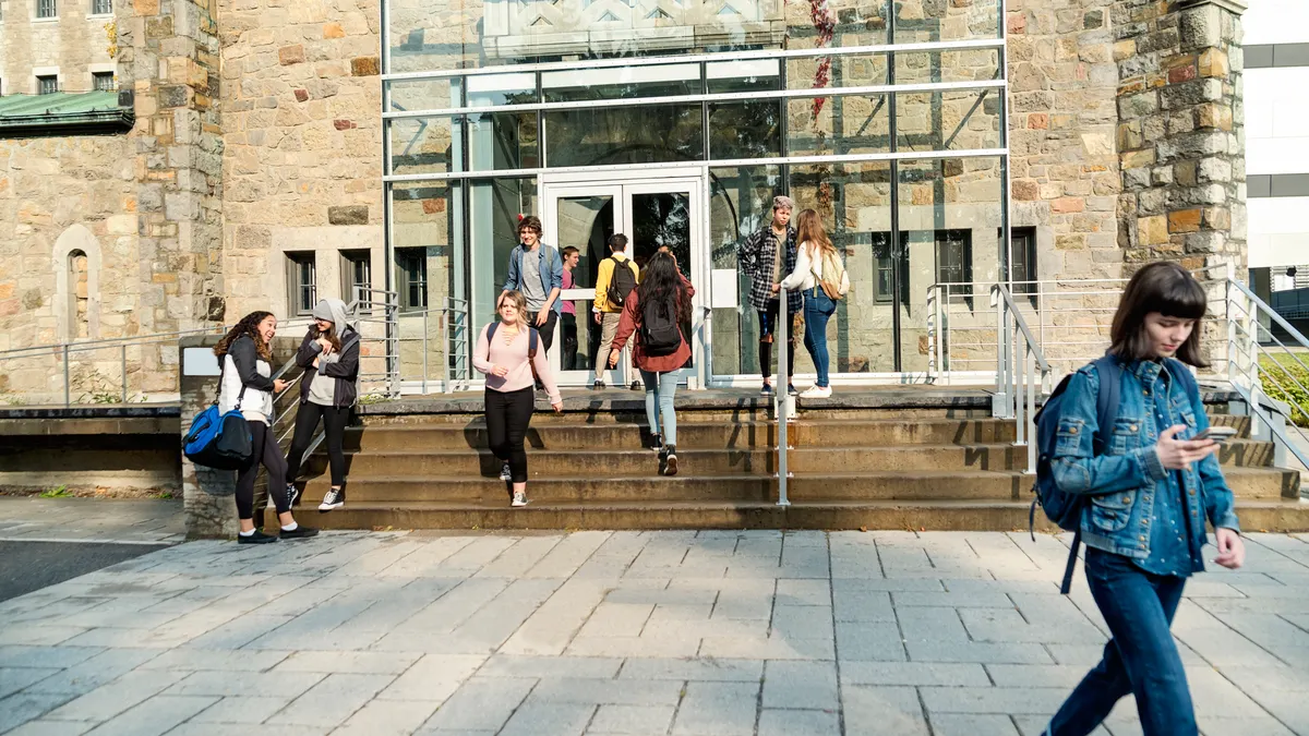 College students walking on campus