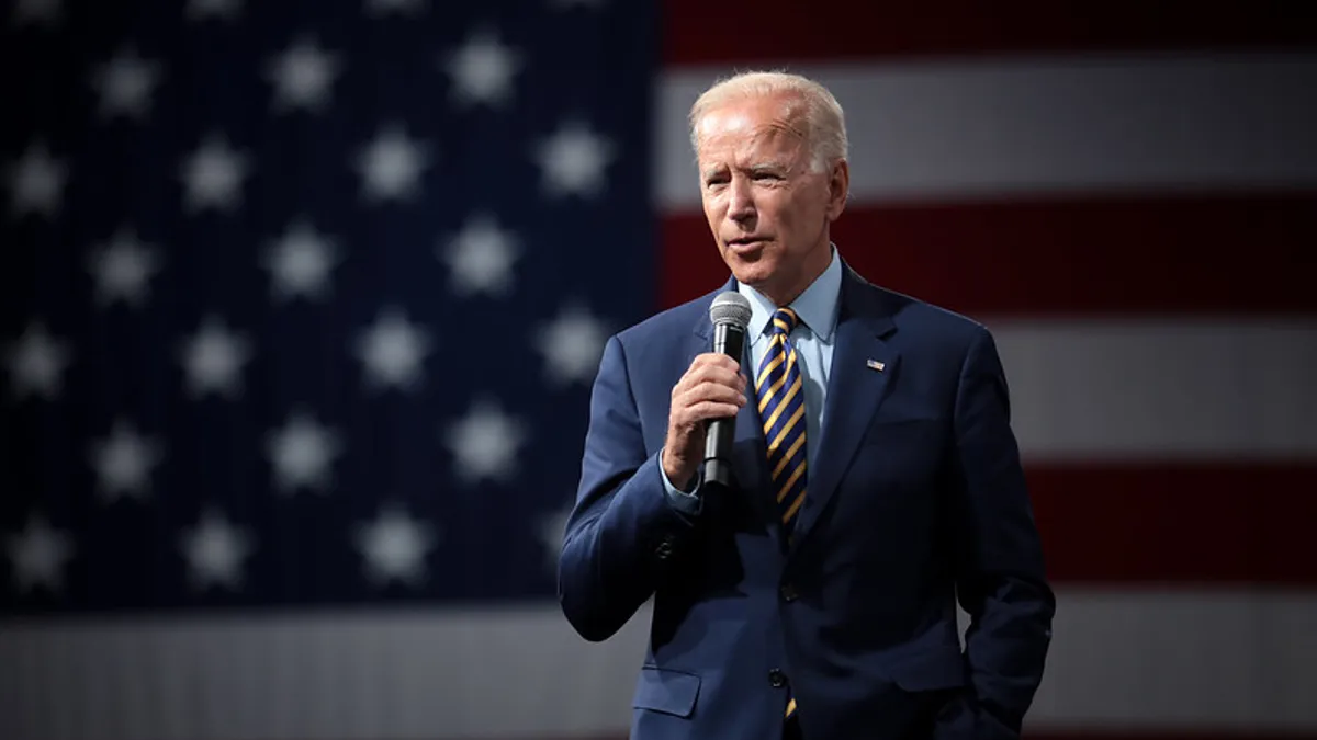 Former Vice President of the United States Joe Biden speaking with attendees at the Presidential Gun Sense Forum hosted by Everytown for Gun Safety and Moms Demand Action at the Iowa Events Center in