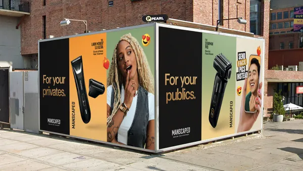 Outdoor ads in Brooklyn, New York, promote Manscaped grooming products
