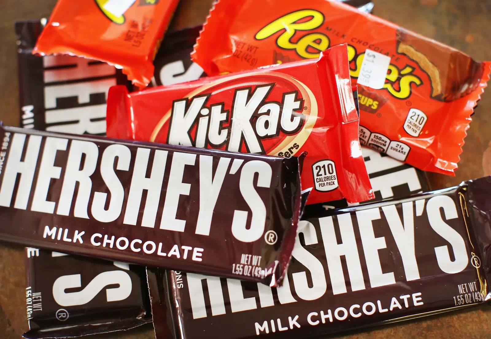 Hershey's chocolate bars are shown on July 16, 2014 in Chicago, Illinois.