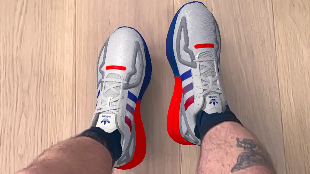 Sneakers on feet using Amazon's Virtual Try-On feature