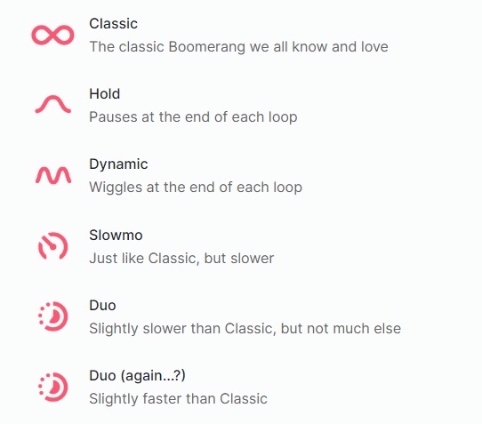 Instagram Boomerang modes