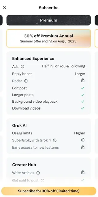 X Premium offer
