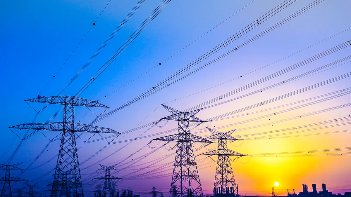 Electrical Pylons near Jabel Ali, Dubai, United Arab Emirates.