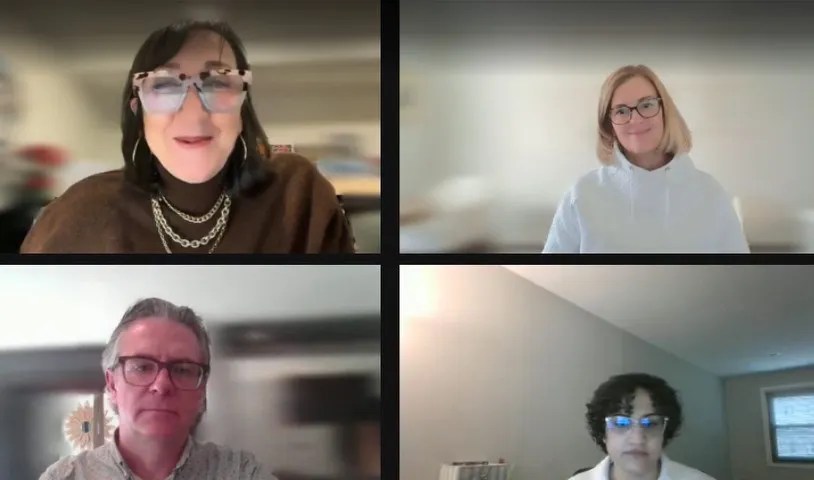 Screenshot of the four speakers on a livestream
