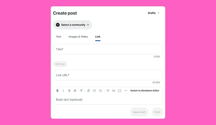 Reddit desktop posting update