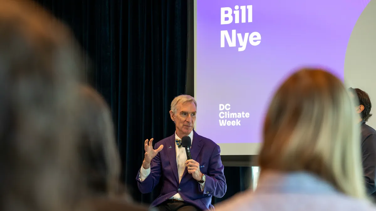 Billy Nye addresses the audience at DC Climate Week.