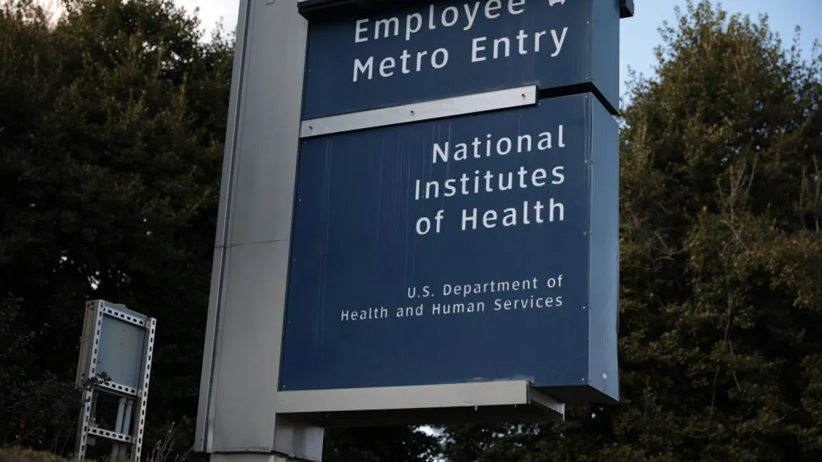 A sign reading "National Institutes of Health."