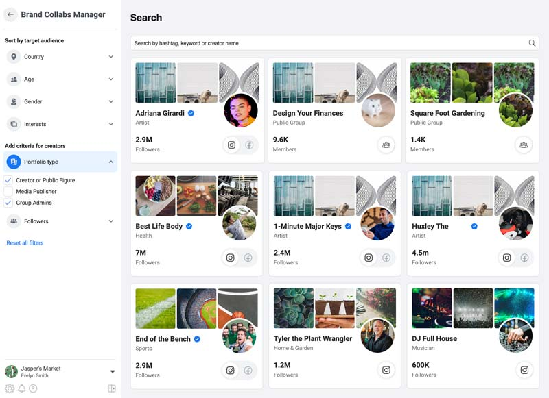 Facebook Brand Collabs Manager - groups