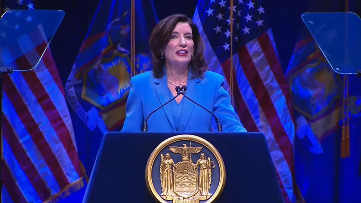 Gov. Kathy Hochul delivers the New York State of the State address on Jan. 13, 2026.