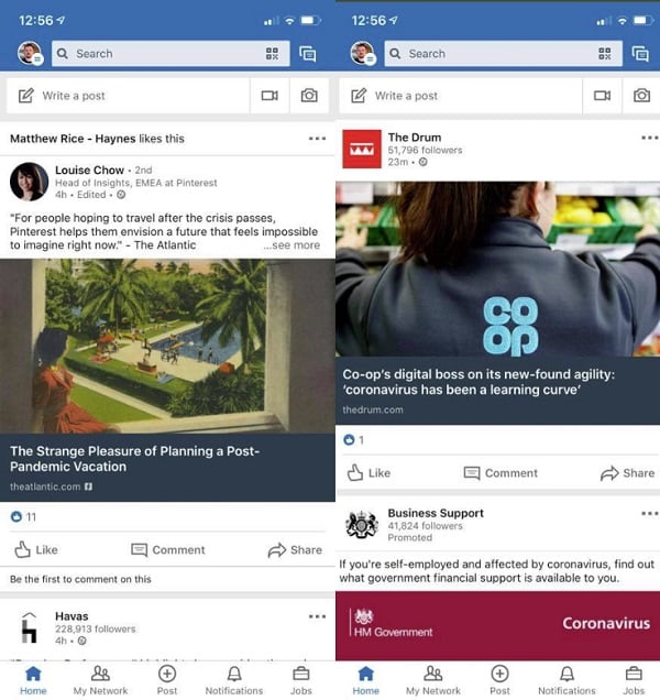 LinkedIn link previews
