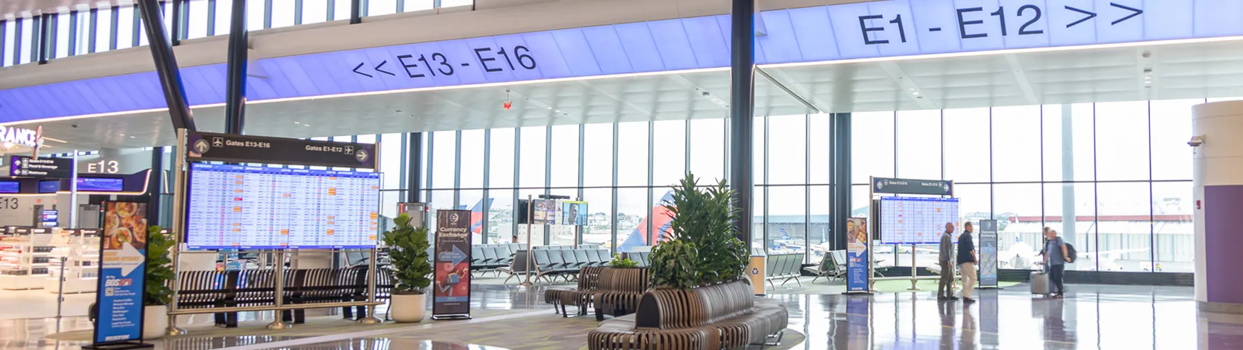 Pictured here are aircraft gates at Boston Logan International Airport's Terminal E