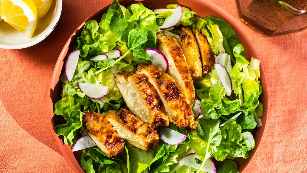 Upside Foods' cell-based chicken on a salad
