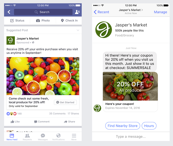 A Facebook 'Click to Messenger' ad