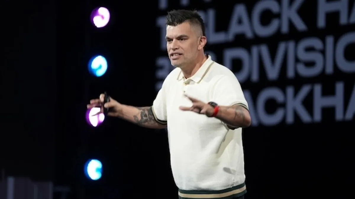 David Weston, CVP, AI Security at Microsoft, delivers a keynote address during the 2026 Black Hat USA conference in Las Vegas.