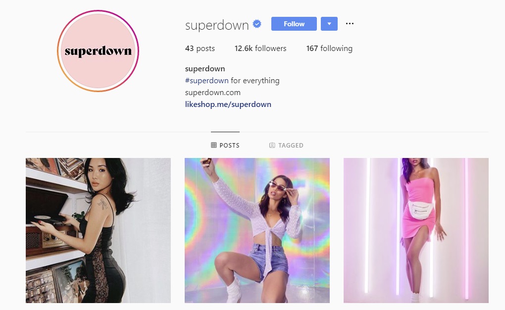 Superdown Instagram profile
