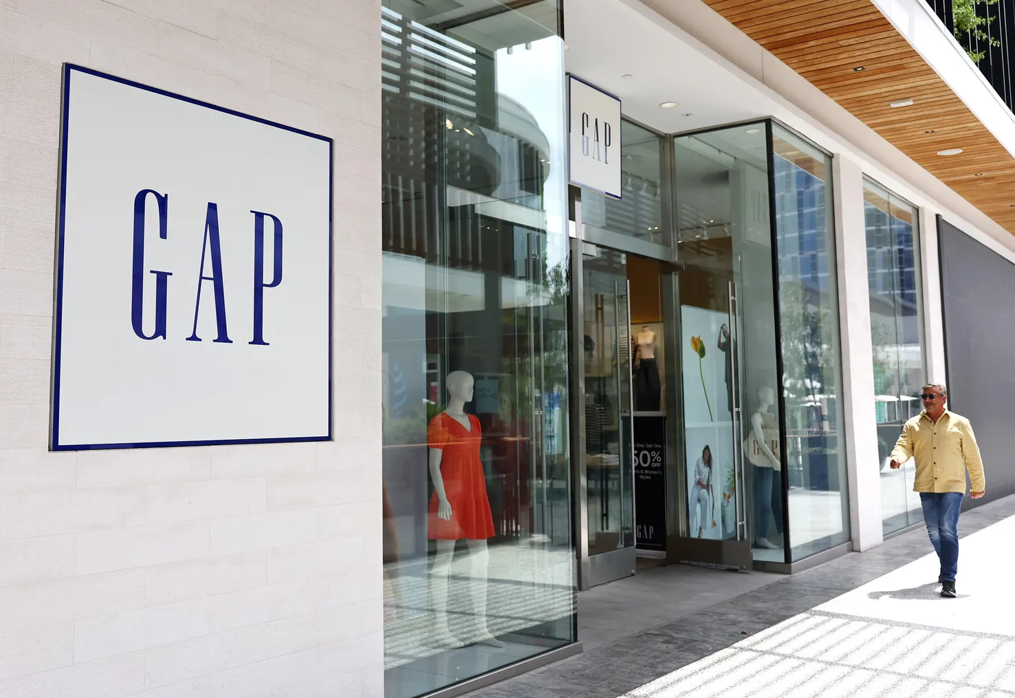 The Gap logo is displayed at a Gap store.