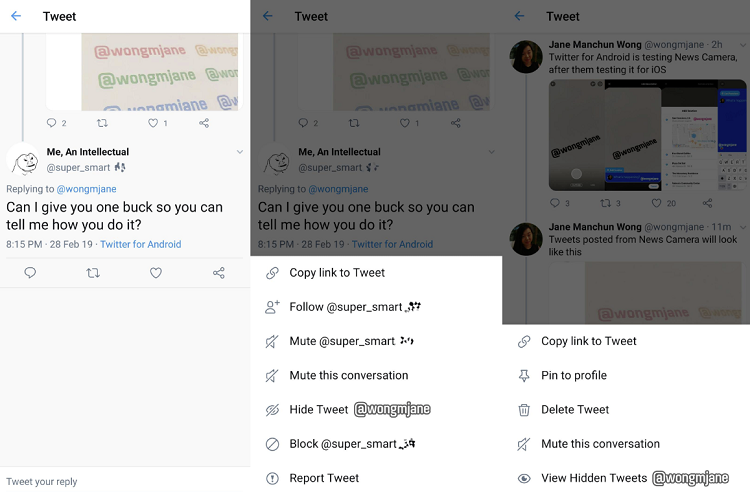 Twitter 'Hide Replies' option