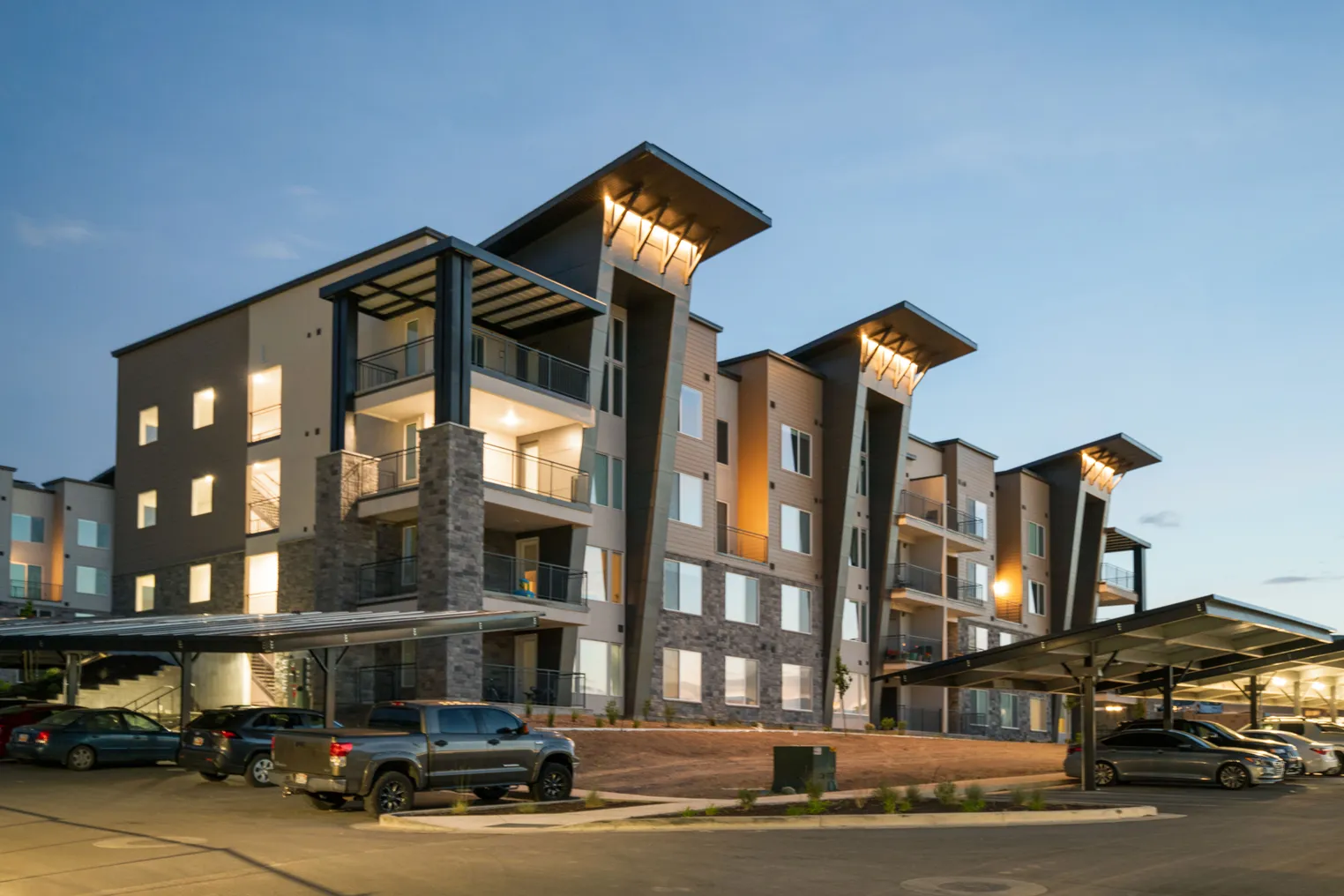 One of the buildings of the Soleil Lofts apartment complex in Herriman, Utah