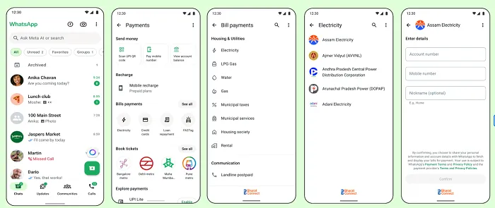 WhatsApp bill payments
