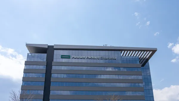 An HPE office building with the Hewlett Packard Enterprise logo stands in Minneapolis on May 5, 2023.