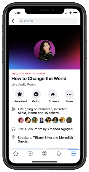 Facebook audio rooms