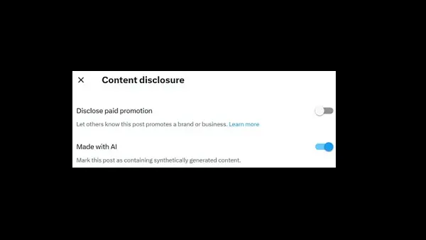 X made with AI labels