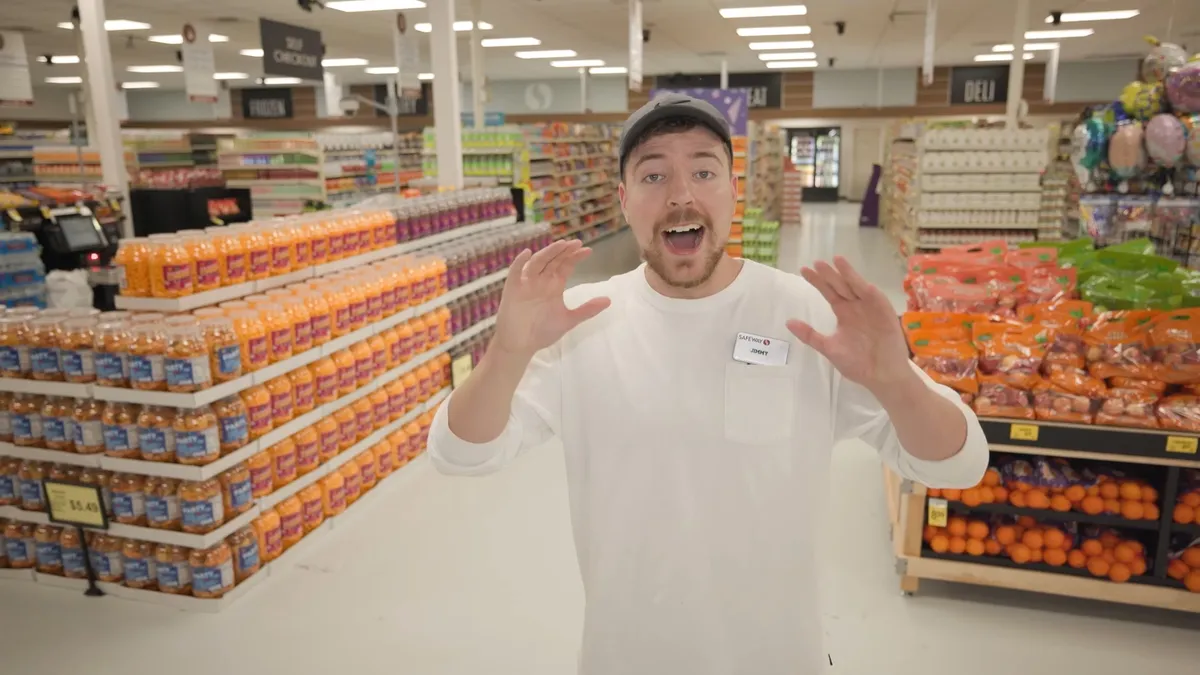 A person standing in a grocery store.