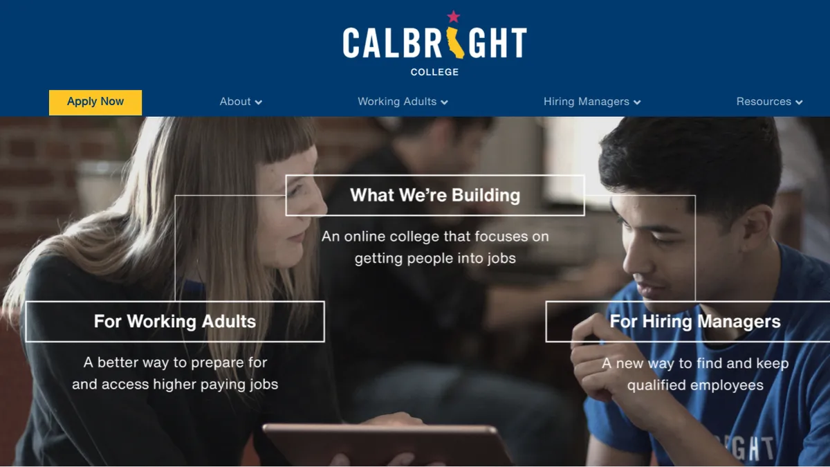 A screenshot of the Calbright website, Jan. 13, 2020