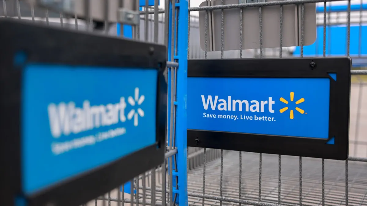 two walmart branded shopping carts