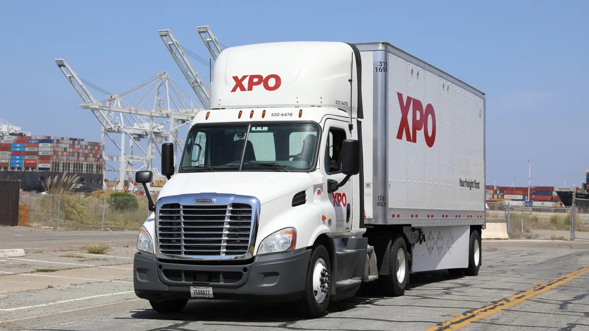 Photo of XPO truck on the road.