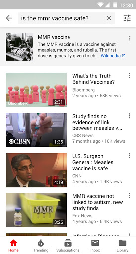 YouTube information panel example