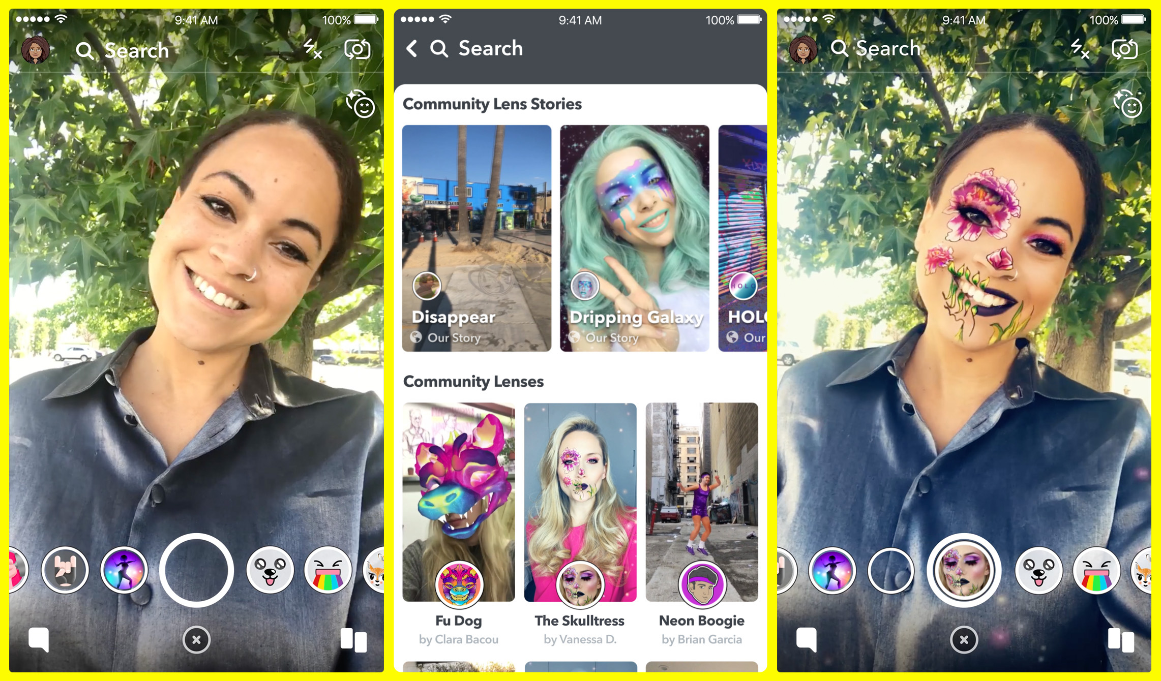 Snapchat Lens Explorer screenshots