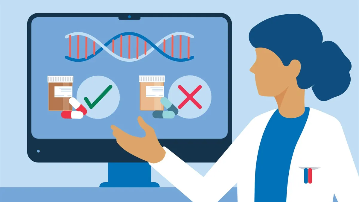 Illustration of medical professional giving a presentation