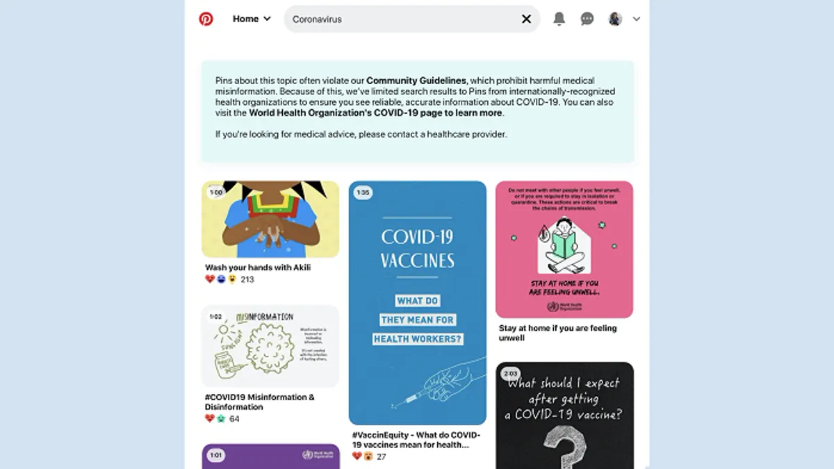 Pinterest COVID-19 misinformation