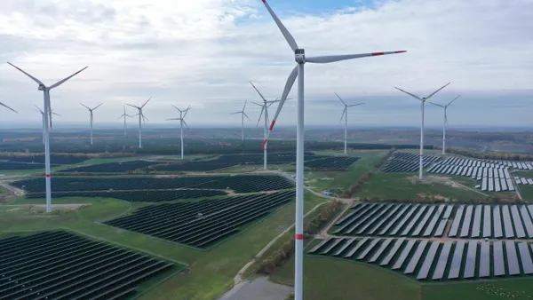 An aerial view of German solar and onshore wind farm