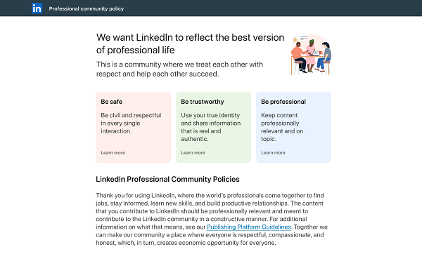 LinkedIn conduct policies