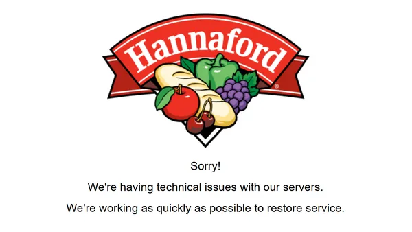 A screenshot of a website outage.