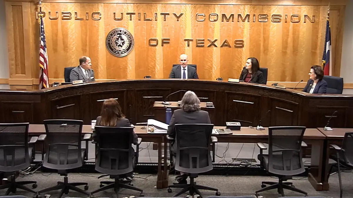 Public Utility Commission of Texas Chairman Thomas Gleeson leads the commission's Feb. 1 open meeting. Gleeson was appointed by Gov. Greg Abbott last month to lead the commission