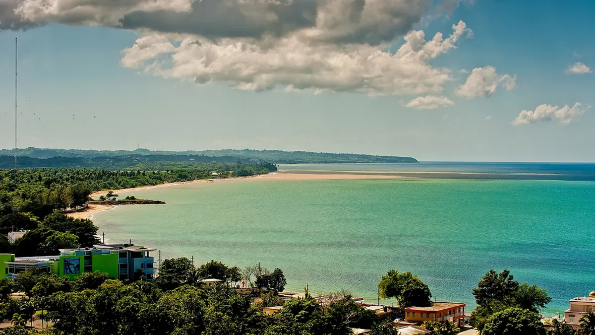 Overheard image of a beach in Puerto Rico.