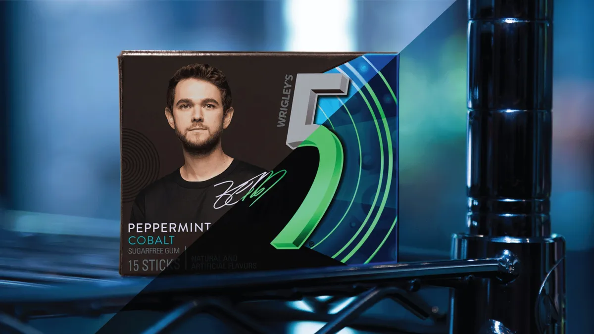 A special pack of 5 gum that features an image of Zedd.