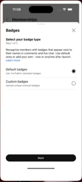 YouTube custom badges