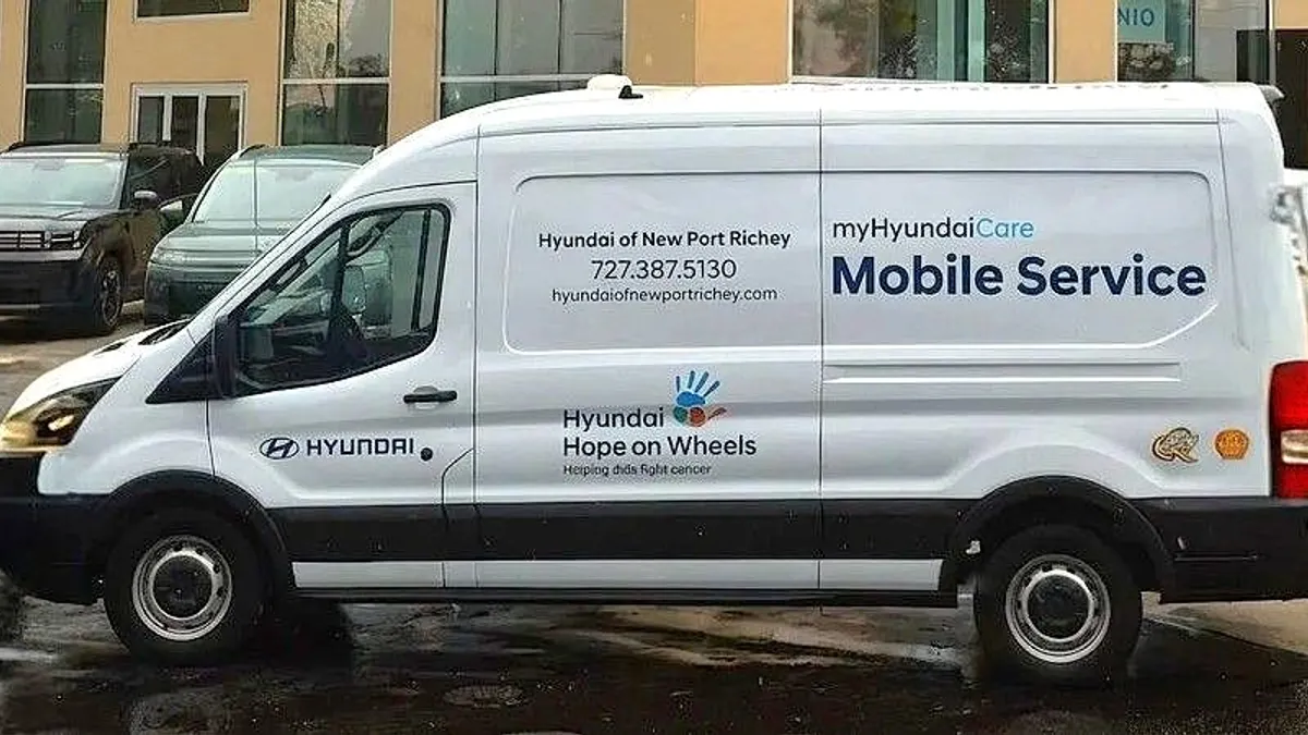 A Hyundai mobile service van is photographed in New Port Richey, Florida, on May 12, 2026.
